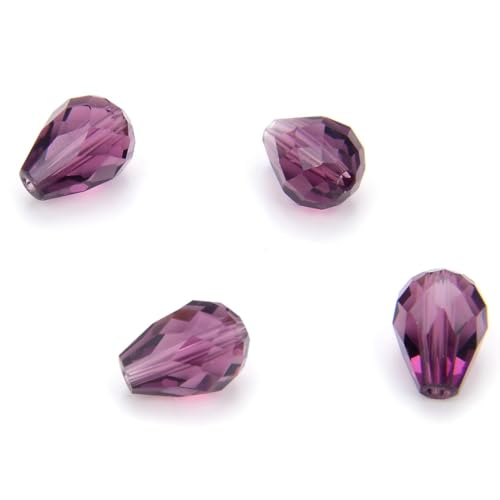 24pcs Adabele Austrian 8mm Faceted Teardrop Loose Crystal Beads Amethyst Compatible with 5500 Swarovski Crystals Preciosa SST-811 - color: Amethyst, size: 8mm x 6mm - 24pcs