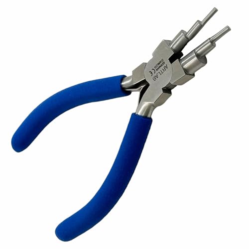 Bail Making Pliers 6 in 1 For Making Loop Rings and Jump Rings, Sizes 2mm to 9mm | Wire Looping and Forming Pliers with PVC Grip Handle - German Steel