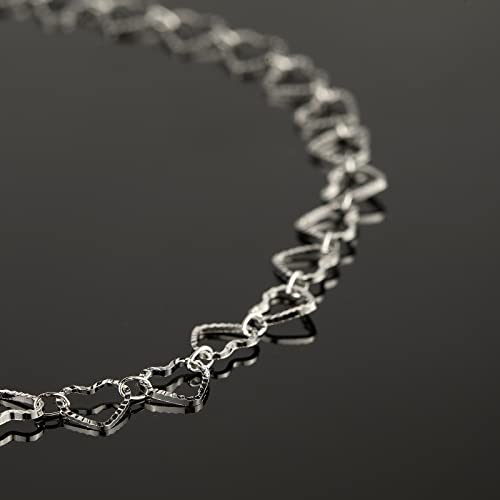 YOUBEIYEE 16.4 Feet Silver Plated Heart Chain Brass Handmade Embossed Link Chains Bulk on Spool with Open Jump Rings Lobster Clasps for Bracelet Necklace Jewelry Making - color: Silver Hollow Heart