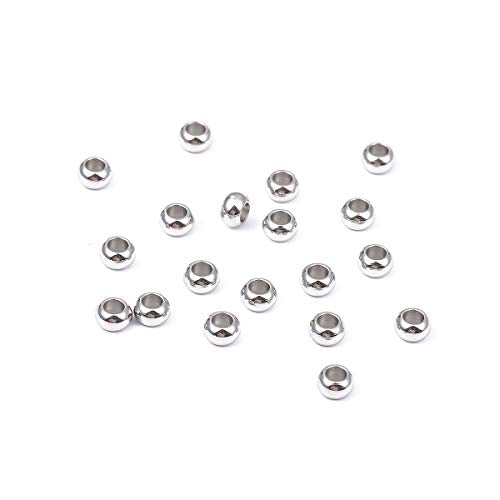 BEADIA Stainless Steel Spacer Beads 5x3mm Rondelle Loose Charm Caps Beads for DIY Jewelry Making 100pcs with 2.5mm Hole - color: 5x3mm 2.5mm
