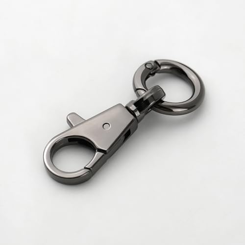 2pcs Double Opening Snap Hooks Heavy Duty Metal Push Gate Swivel Lobster Clasp Keychain Clip Purse Making Accessories (Black) - color: Black