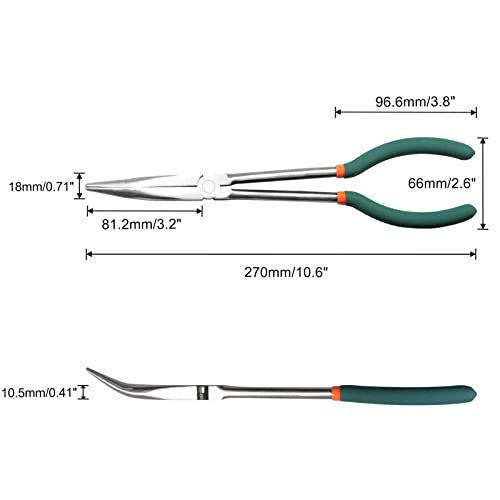 SPEEDWOX Long Reach Bent Nose Pliers 11 Inches 30 Degree Intermeshed Teeth Precision Fine Pliers for Hard to Reach Narrow Spaces High Leverage Reduce Efforts Non-slip Handle - style: 30°Bent Nose Pliers