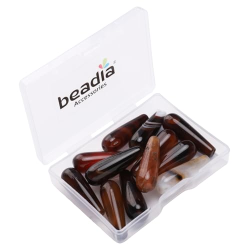 BEADIA Natural Dream AgateTeardrop Stone Beads 10x30mm 12pcs Dangle Earring Charm for DIY Jewelry Making - color: Dream Agate