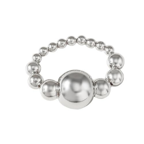 Acrylic Chunky Gold Beaded Bracelet for Women,Extra Big Round Ball Bead Chain Stretch Bracelet,Exaggerated Faux Pearl Bracelets Prom Party Jewelry - color: Silver