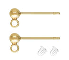 10pcs Adabele Real 1/20 14K Gold Filled 3mm Ball Earring Post Findings Open Ring 10pcs Earring Backs Non Tarnish for DIY Earrings Jewelry Making JK1-D3 - color: 14K Gold Filled, size: 3mm ball/dot - 5 Pairs