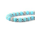 Ganbatte Handmade Beaded Bracelet, Natural Stone and Silver Stainless Steel, Boho Style Women's Jewelry - color: Turquoise