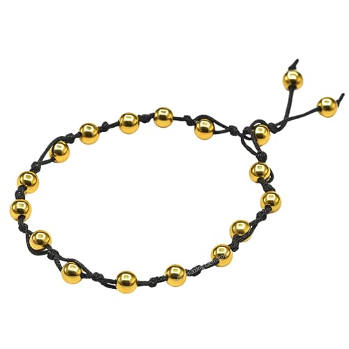 Amazing Gemstone Crystal Anklet Ankle Bracelets for Women - Waterproof Beaded Healing Crystal Anklets, Plus Size Chakra Gemstone Bead Anklet - color: Golden Hematite, style: Hand Knotted