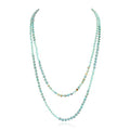 Bead Strand Versatile 60" Long Wrap Necklace - Handmade Knotted Multi Layer Sparkly Crystal, Semi Precious Natural Stone, Lava, Glass Faux Pearl - color: Natural Stone & Sparkly Bead Mix - Amazonite