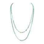 Bead Strand Versatile 60" Long Wrap Necklace - Handmade Knotted Multi Layer Sparkly Crystal, Semi Precious Natural Stone, Lava, Glass Faux Pearl - color: Natural Stone & Sparkly Bead Mix - Amazonite