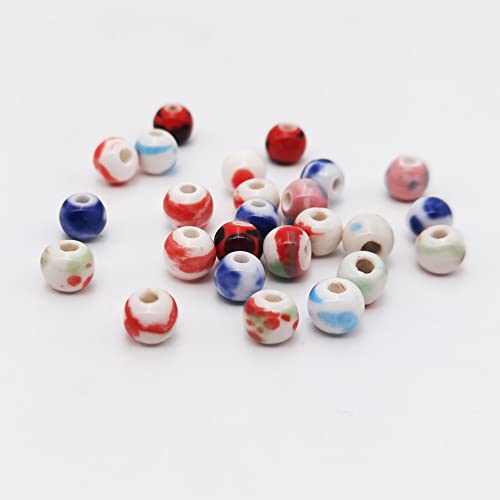INSPIRELLE 180 Pieces Porcelain Beads Chinese Round Ceramic Beads 8mm for Handmade Jewelry Making Bracelets Necklace Making, Water-Ink - color: Water-Ink