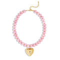 Gold Heart Pendant Necklaces for Women Colorful Acrylic Resin Beaded Choker Necklace Fashion Chunky Statement Beaded Heart Necklace - color: Pink