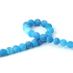100Pcs Natural Stone 6mm Blue Frosted Spider Net Agate Round Loose Gemstone Energy Healing Beads Hole Size 1mm DIY Smooth Beads for Bracelet Necklace Jewelry Making - color: Blue Frosted Spider Net Agate, size: 6mm