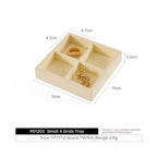 Dark Blue Jewelry Display Tray Ring Necklace Earring Bangle Organizer Multifunctional Storage Case for Jewelry Showcase (Small 4 Grids Tray(beige)) - color: 24-4 Gird Tray