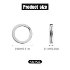 30pcs Split Rings, 8mm Stainless Steel Small Key Chain Mini Keychain Rings Split Open Jump Rings for Jewelry Making Metal Keyring Connectors Key Ring Attachment for Car Keys Craft Making