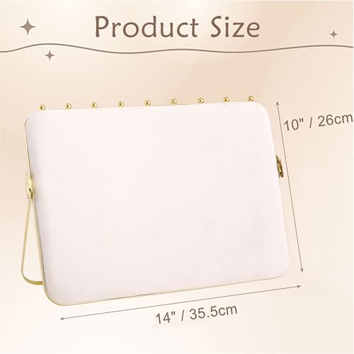 Mornajina 14 x 10 inches Velvet Necklace Display Stands for Selling, Large Metal Necklace Organizer Holder Stand Chain Jewelry Display Stand (Beige & Grey, 1 Pack) - color: Beige & Grey