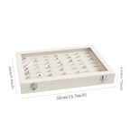 Wudygirl Ring Display with Clear Lid Organizer and Showcase Rings Box with 7 Slots Jewelry Tray for Drawer Velvet Rings Holder Accessories Storage (Beige Velvet) - style: Beige Ring Tray