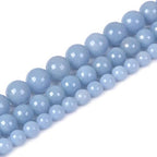 Natural Angelite 8mm Gemstone Round Loose Beads Strand for DIY Bracelet Necklace Jewelry Making Bead - color: Angelite, size: 8mm
