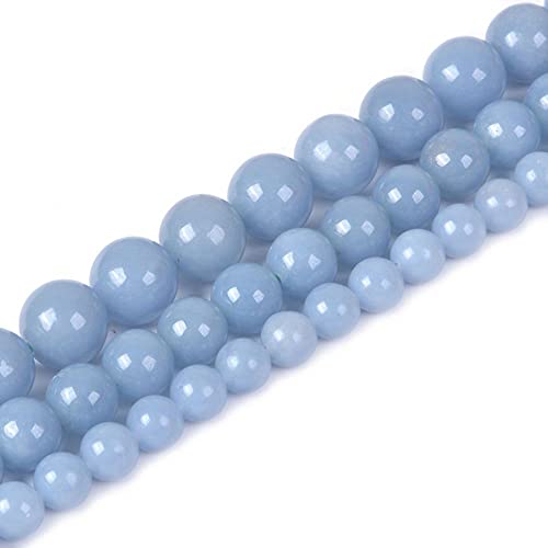 Natural Angelite 8mm Gemstone Round Loose Beads Strand for DIY Bracelet Necklace Jewelry Making Bead - color: Angelite, size: 8mm