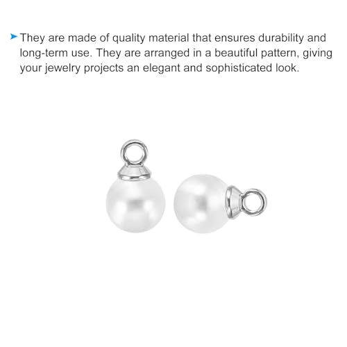 PATIKIL Pearl Charm, 100pcs Pearl Beads Faux Pearl Pendant Charm DIY for Jewelry Making Bracelets Earrings Necklace Crafts - color: Silvery White, size: 6mm