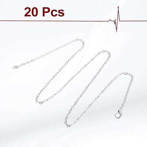HARFINGTON 20 Pack 18 Inch Necklace Chains Bulk 2.5mm Silver Plated Cable Chains with Lobster Clasps for Jewelry Making - color: Silver, size: 18 Inch x 2.5mm