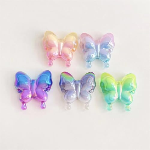 20 Pcs Butterfly Acrylic Beads for Crafts - Fits for Beaded Pens & Jewelry Making - DIY Supplies - color: Gradient Color-20pcs