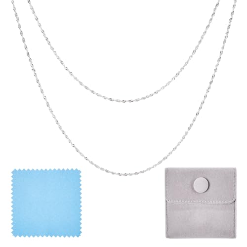 Elecrelive S925 Sterling Silver Chains 3.28 Feet Twisted Silver Singapore Chains 4.5x1mm with Velvet Bag for Men Women Jewelry Chain DIY Making - color: 925 Sterling Silver