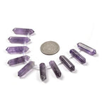 Amethyst 32mm Natural Gemstone Hexagonal Wand Jewelry Making Crystal Pointed Chakra Reiki Healing Beads 2mm Hole Drilled(Pack of 10) - color: Amethyst