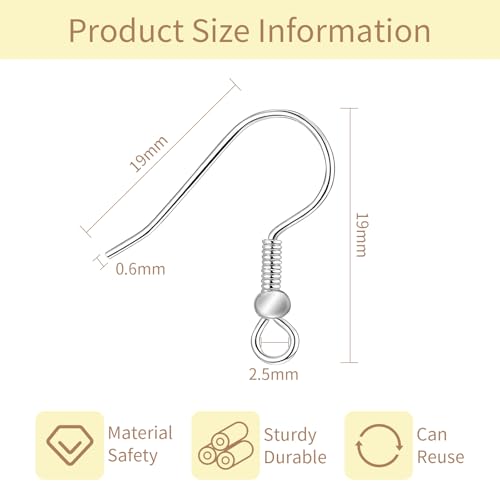 240 Pcs Earring Hooks,Hypo-allergenic Fish Earring Hooks,Jump Rings Jewelry Findings Making Kit for Jewelry Making Featuring Ball and Coil Tips(Silver)