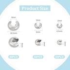 UNICRAFTALE 150pcs 3 Sizes 4.5/6/10.5mm Diameter Crimp Beads 304 Stainless Steel Crimp Beads Covers Beads End Tip Half Round Open Crimp Beads for Women Bracelet Necklace Jewelry Making - size: 4.5/6/10.5mm Dia