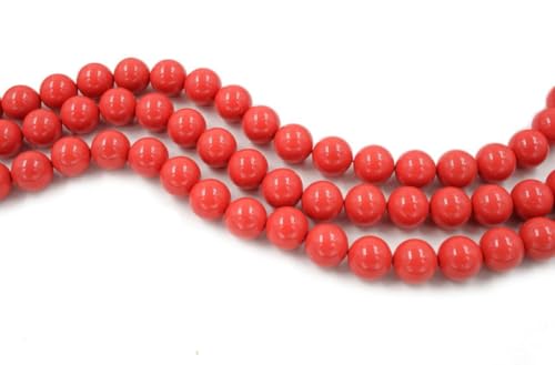 60pcs Adabele AAA Grade 6mm Natural Shell Pearl Loose Round Beads Freshwater Mother of Pearl Nacre 15 inch (Red) for DIY Craft Jewelry Making SP6-5 - color: Red, size: 6mm (60pcs/1 Strand)