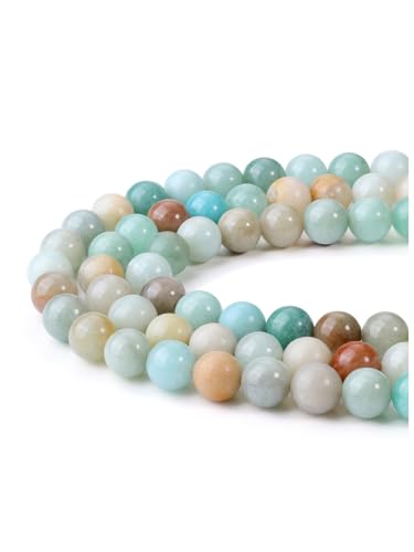 Jovivi 96pcs 8mm Round Amazonite Stone Beads for Jewelry Making - color: Amazonite