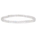 Angelstones Natural Gemstone Small Beaded Stretch Bracelet, 4mm Faceted Round Beads, Crystal Healing Bracelet for Women - color: Blue Moonstone
