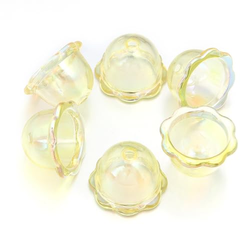 50Pcs 16 * 23mm Large Trumpet Flower Beads for Jewelry Making Acrylic Aesthetic Bell Floral Bead Caps for Cute Jellyfish Cell Phone Charms Earrings Bag Decorative Chains DIY Crafts(Yellow) - color: Yellow