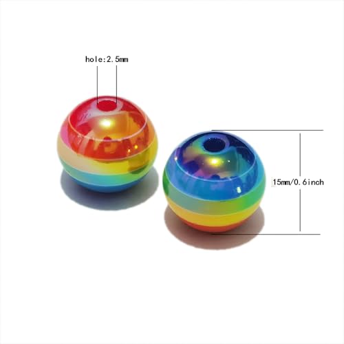 Mixed Lots Shiny AB Color Acrylic Faceted Bead DIY Beading Hairband Bracelets Necklace Craft Embelishment (Opaque Rainbow Stripe#1) - color: Opaque Rainbow Stripe#1
