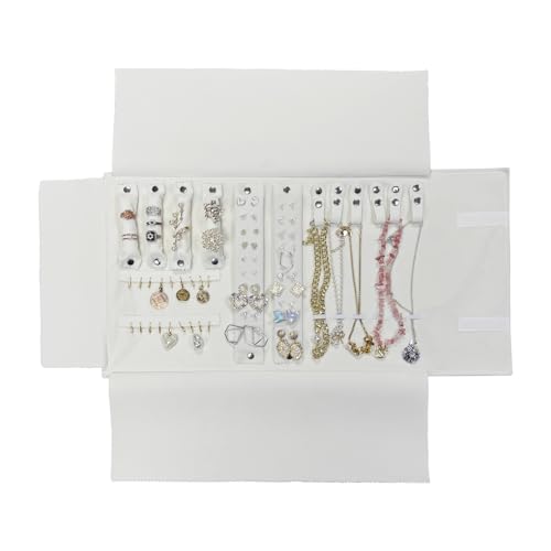 UnionPlus Velvet Travel Jewelry Case Roll Bag for Necklaces Brackets, Great Jewelry Organizer for Travel, Multi Jewelry Organizer, Beige - color: Beige Multi, size: Medium