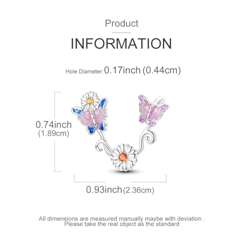 LAZA 925 Sterling Silver Charm for Bracelet Necklace Dangle Love Mom Butterfly Party Charm Beads Pendants DIY Jewelry for Women - color: Butterfly Gerbera