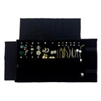 UnionPlus Velvet Travel Jewelry Case Roll Bag for Necklaces Brackets Earrings Rings, Black - color: Black Multi, size: Medium