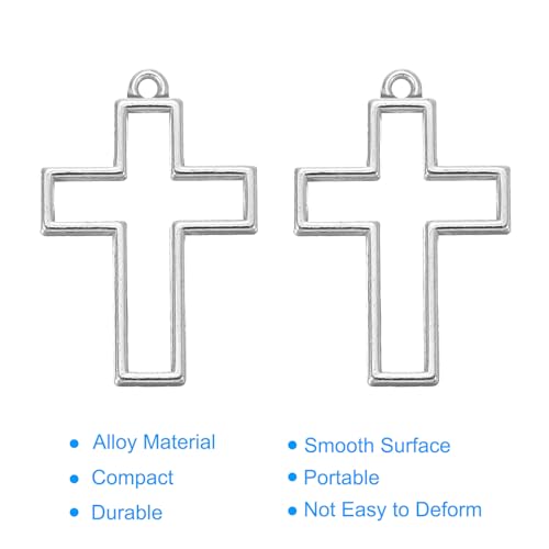 PATIKIL Alloy Open Back Bezel Pendants, Cross Shape Hollow Resin Pendant Frame for DIY Crafts Earrings Necklace Bracelet Making - color: Silver Tone