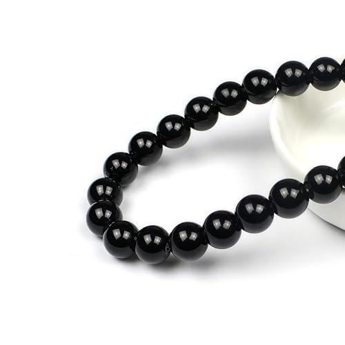MJDCB Natural Stone Beads Natural Black Obsidian Loose Beads are Used in Jewelry Design to Make Bracelets and Necklaces 15inch (12mm) - color: Black Obsidian, size: 12mm
