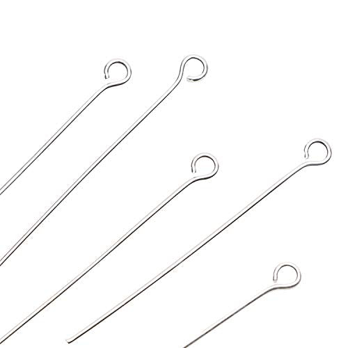 Shapenty 200PCS Mini Metal Wire Eyepins Beading Small Open Eye Head Pins Needles Bulk for DIY Craft Bead Earring Pendant Necklace Bracelet Jewelry Charm Finding Making (35mm/1.38inch, Silver) - color: Silver, size: 35 mm