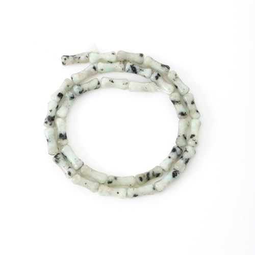 5x12mm Natural Kiwi Jasper Stone Bamboo Shape Gem Healing Energy Loose Spacer Beads for DIY Necklace Bracelet Earring - color: Kiwi Jasper