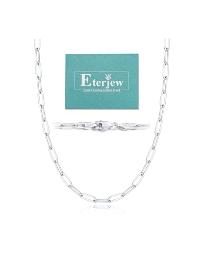 18K Gold Plated and 925 Sterling Silver Paperclip Chain Necklace for Women, 3mm 4mm Women's Chain Necklace, World's Top Craftsmanship Necklace for Women 16 18 20 22 24 26 Inch - color: 4mm White Gold, size: 20 Inch