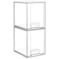 Vtopmart 7.6" H Clear Stackable Storage Drawers, 2 Pack Plastic Organizers Bins for Skincare, Cosmetics,Beauty Supplies,Ideal for Vanity, Bathroom,Kitchen Countertop,Cabinet Organization - style: 2pack High