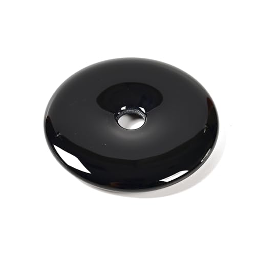 JM Design Black Onyx Donut Circle Pendant Size 40mm Sold Per Piece for Jewelry Making, Arts and Craft