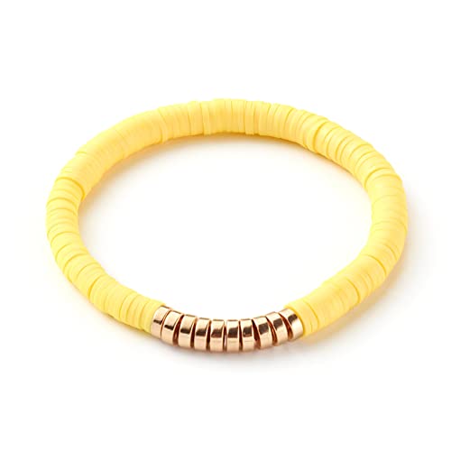 Ornaland 12 PCS Heishi Surfer Bracelets Polymer Clay Heishi Beads Stretch Bracelets Bohemia Bracelets Summer Beach Jewelry for Women Men