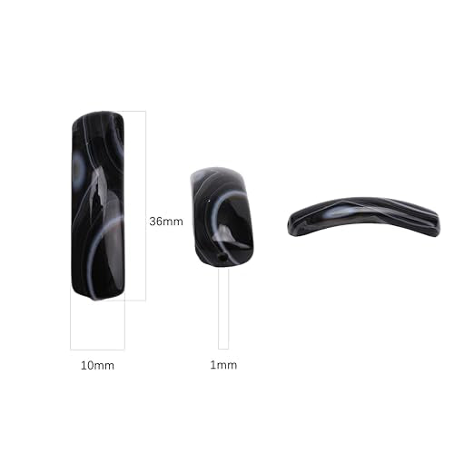 BEADIA Natural Curved Black Agate Stone Beads 36x10mm 4pcs for DIY Bracelet Jewelry Making - color: Black Agate