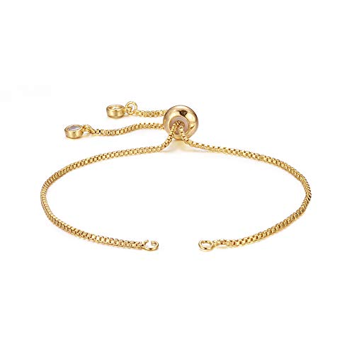 DanLingJewelry 5pcs Adjustable Slider Metal Bracelet Slider Extender Chains with Rhinestone Charms for Jewelry Making DIY 8 Inches(223mm) G - color: StyleⅩ-5 pcs-Golden
