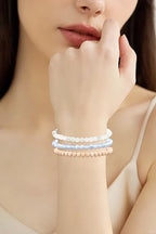 2/3-Pieces 4mm 6mm 8mm Natural Crystal Gemstone – Handmade Reiki Energy Healing Stretch Bracelets Jewelry for Yoga, Meditation, Unisex - color: 3 Pieces (Opalite&TianshanJade&WhiteFossilJasper), size: 4mm