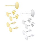 30PCS 14K Gold and Silver Flat Pad Earring Posts Hypoallergenic Earring Studs with 925 Sterling Silver Post for DIY Jewelry Making Findings - color: C Style -14K Gold and Silver Flat Pad