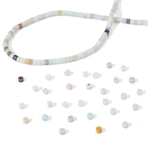 BEADIA Natural Amazonite Short Cylinder Beads 2x3mm 155pcs Tube Loose Semi Gemstone Beads for Jewelry Making Design - color: Amazonite